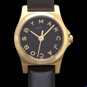 Henry Dinky Black Dial Black Genuine Leather Ladies Watch 20mm